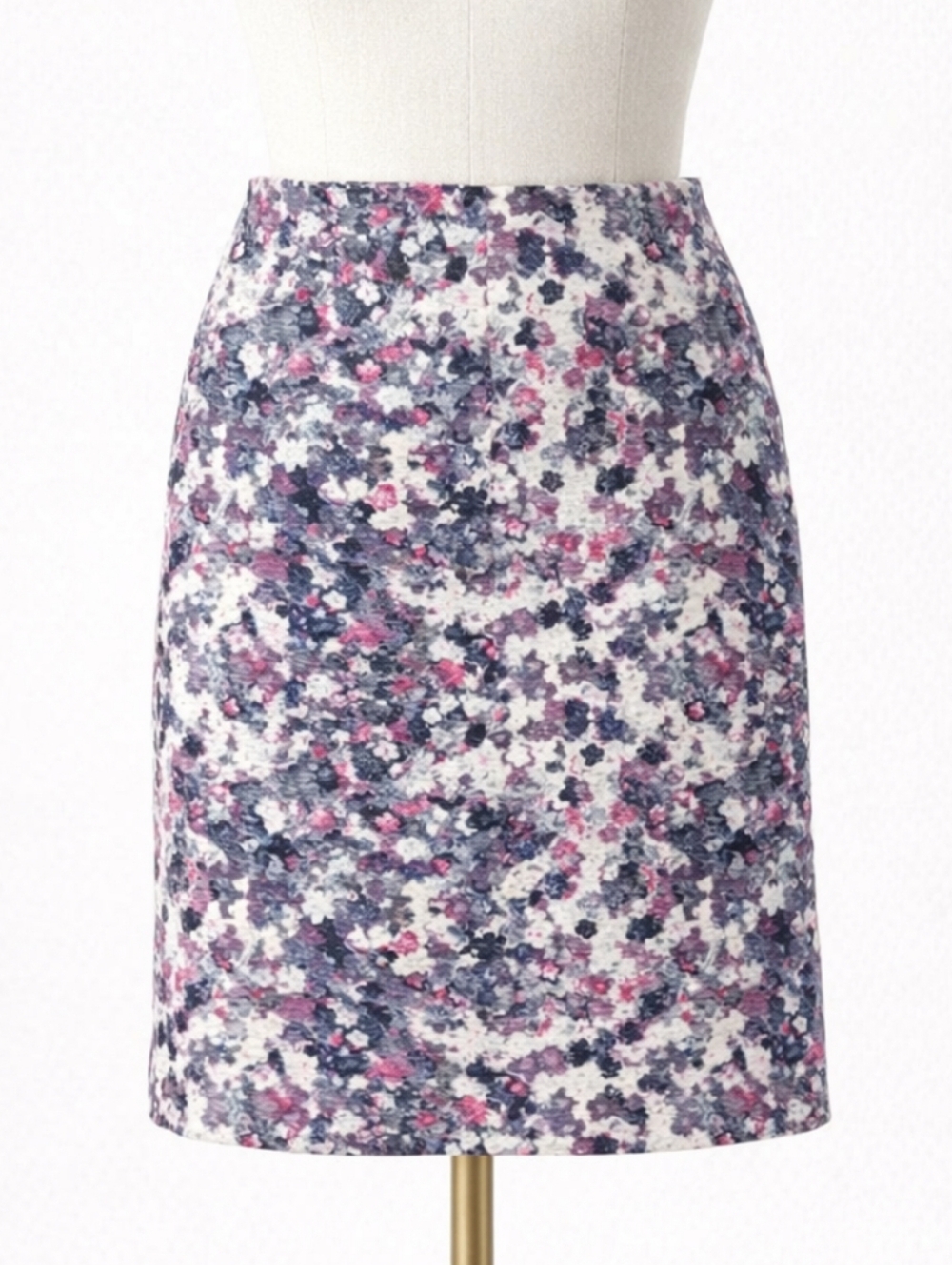 TALBOTS Floral Textured Cotton Pencil Skirt Gray Navy Pink Ivory 6P Petite